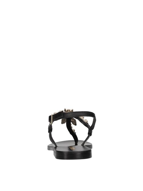 Sandali flat infradito in pelle con accessorio gioiello PATRIZIA PEPE | PPJ330 VIT.NERO